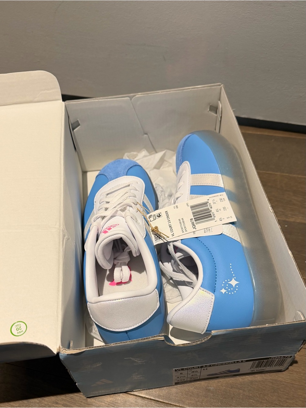 adidas Kids Low-Top Sneakers in Light Blue and White